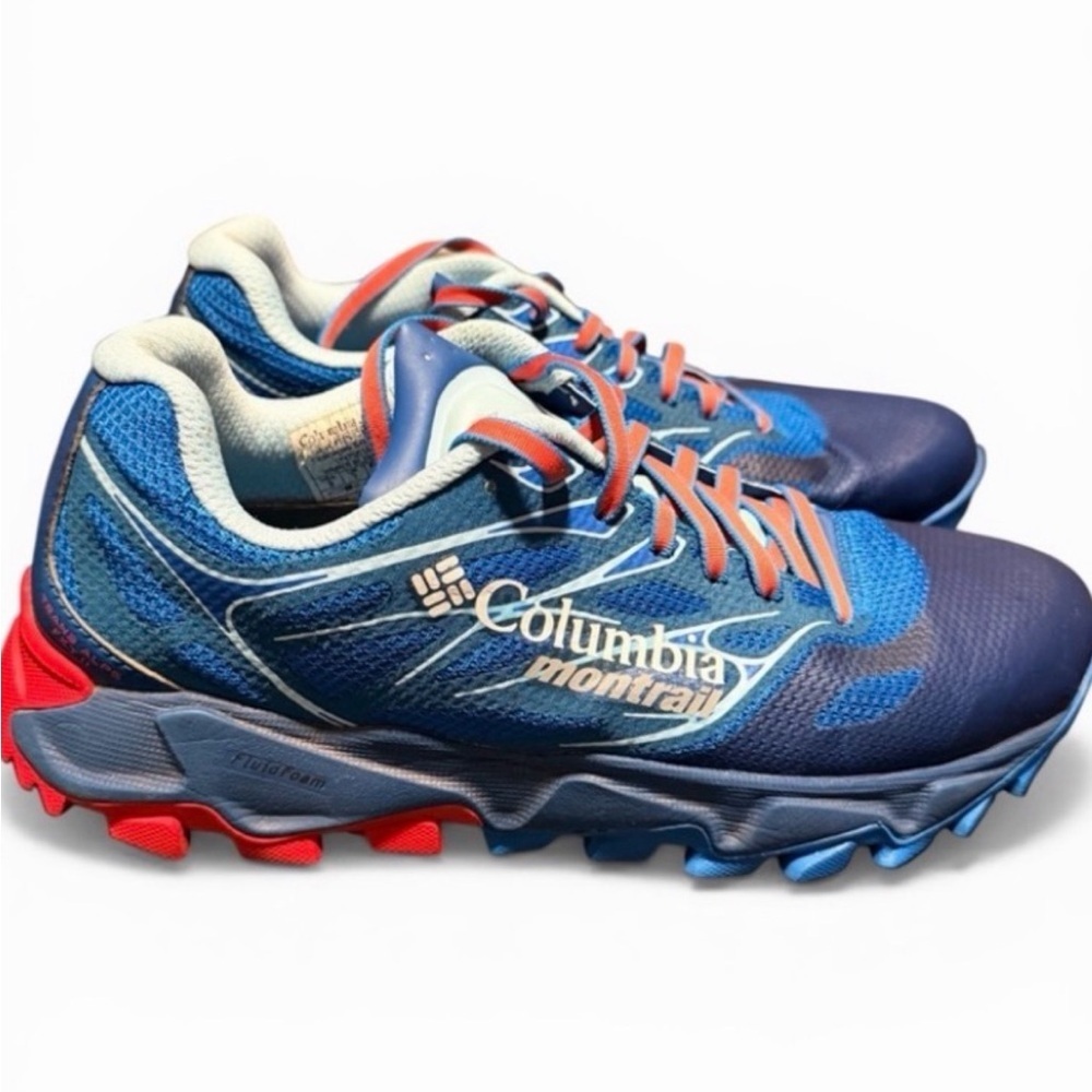 Women’s Columbia Montrail Blue and Red Trail Running Shoes Size 9